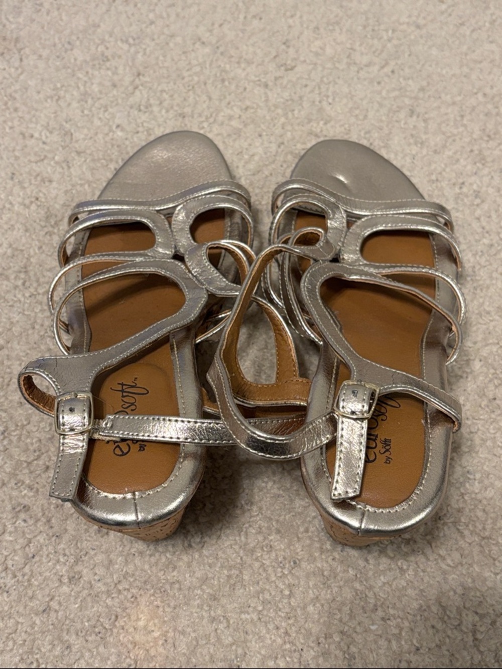 Metallic Multi-Strap Womens Sandals - Picture 3 of 4